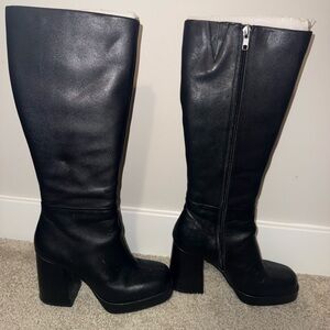 Steve Madden Black Leather Knee-High Boots